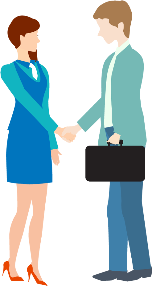 Image Freeuse Portfolio Designshop Cartoon Man And - Cartoon Man And Woman Shaking Hands Clipart (500x940), Png Download
