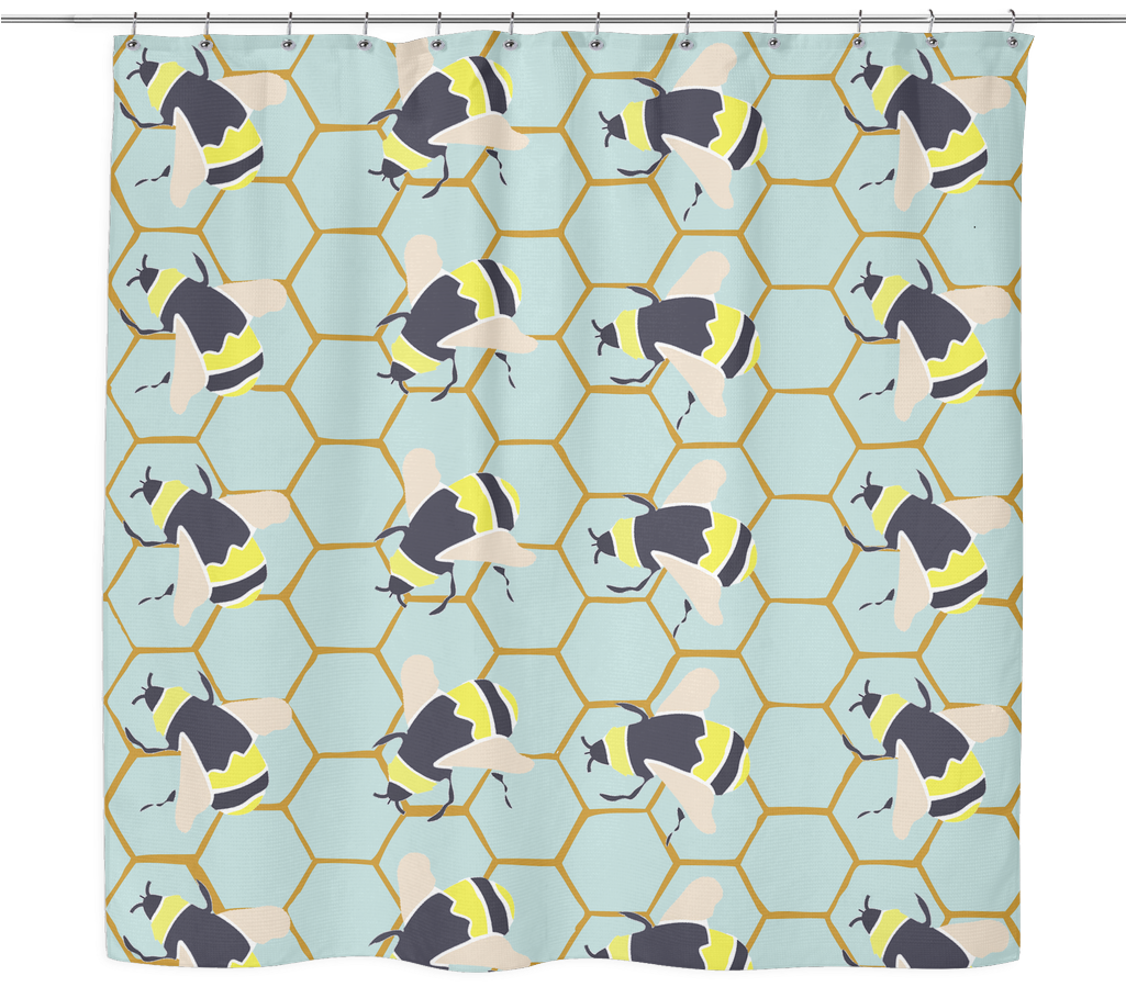Bee Shower Curtain Plain Ideas Bumble Bee Shower Curtain - Curtain Clipart (1024x1024), Png Download