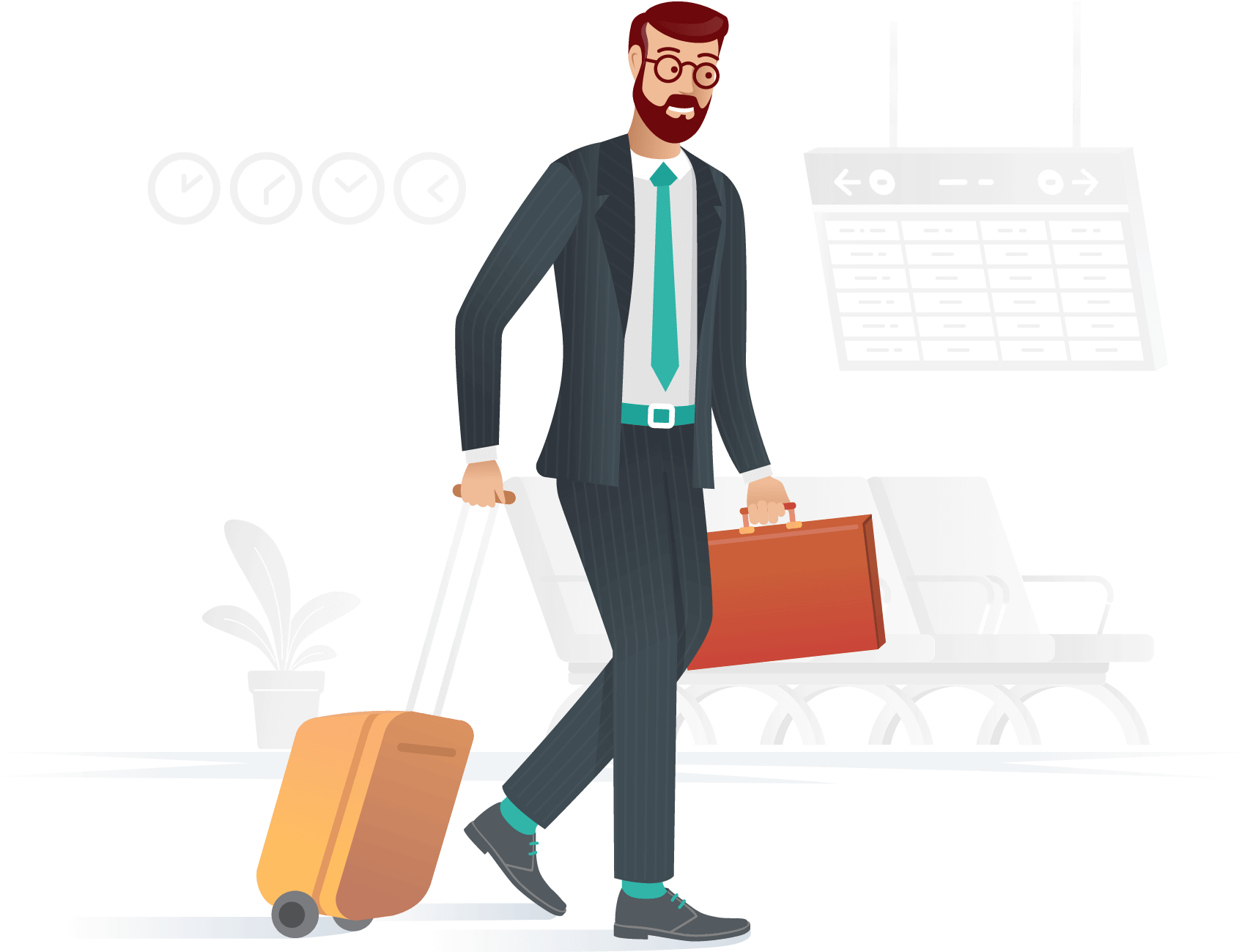 Business-travel - Standing Clipart (2200x1300), Png Download
