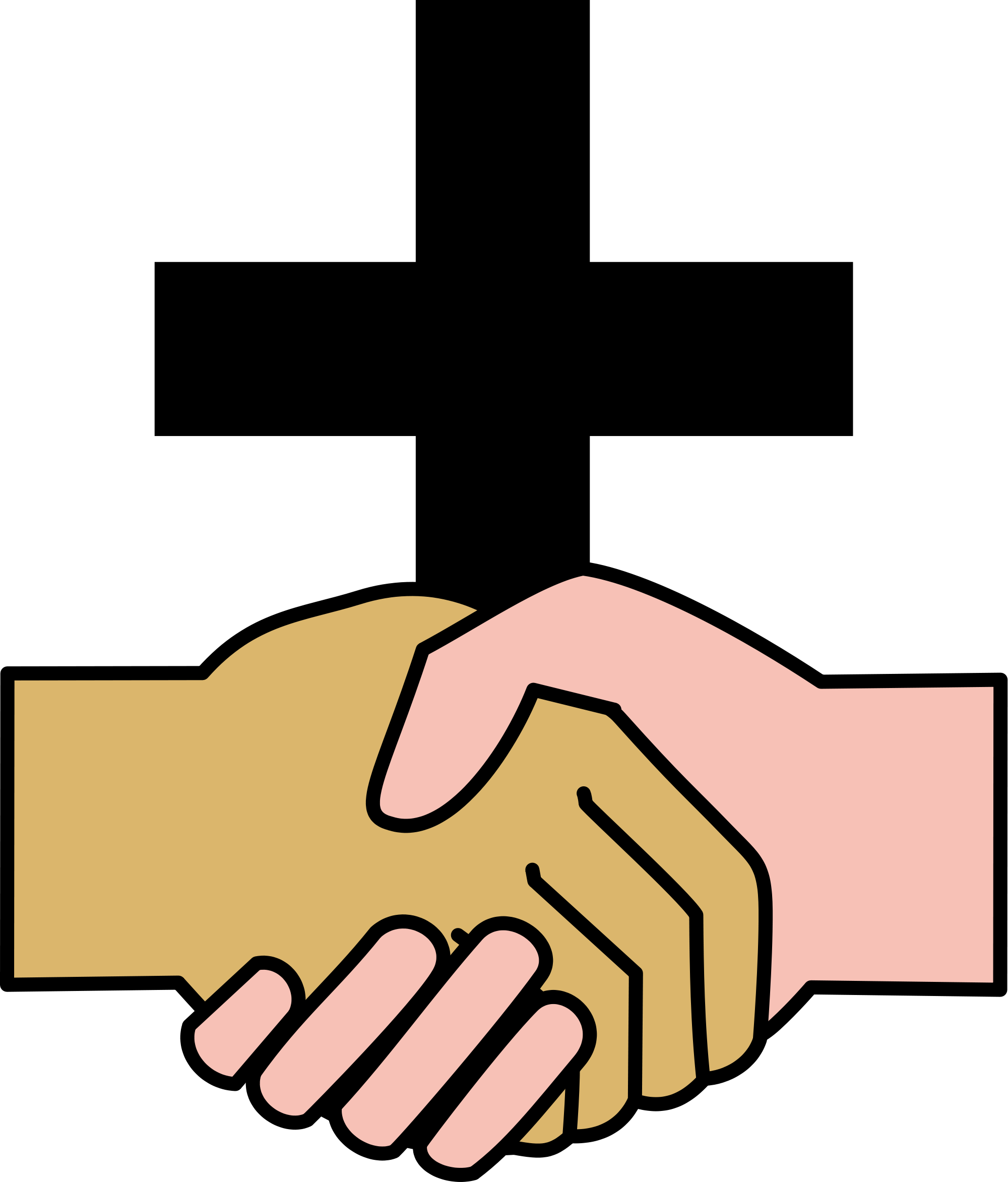 Open - Shaking Hands With A Cross Clipart (2000x2345), Png Download