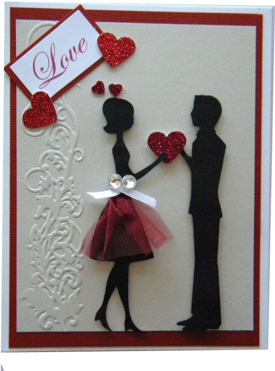 Valentines Day Couple Love Card - Handmade Greeting Cards For Valentine's Day Clipart (570x760), Png Download