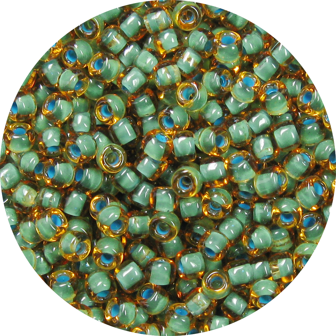 11 0 Two Tone Lined Amber Brown Sea Foam Green Japanese - Bead Clipart (1080x1080), Png Download