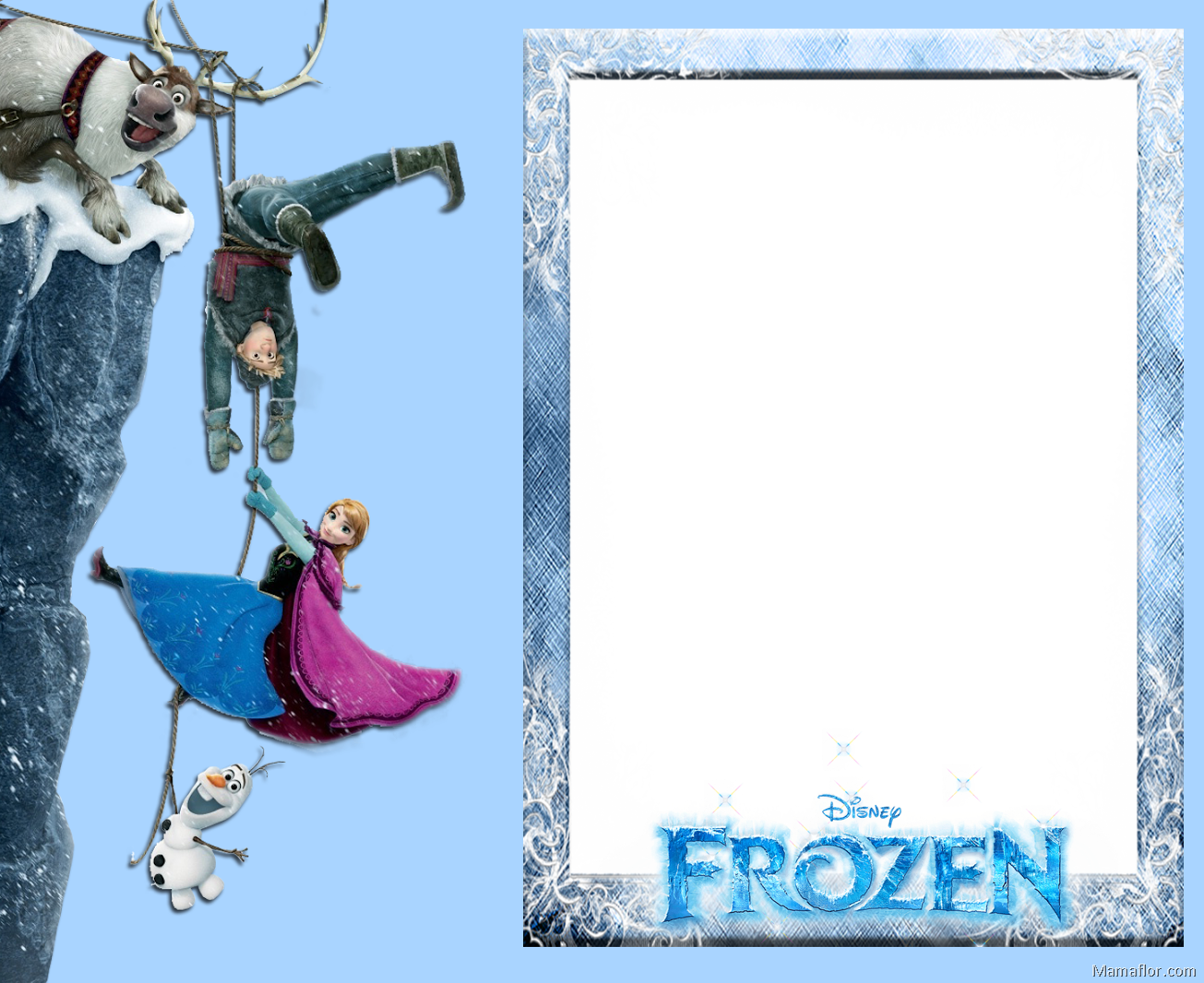 Marco Fotos Personajes Frozen - Borde De La Frozen Clipart (1305x1066), Png Download