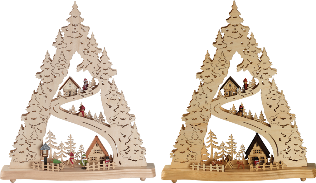 Assortment Wooden Candle Bridge - Christmas Tree Clipart (1066x876), Png Download