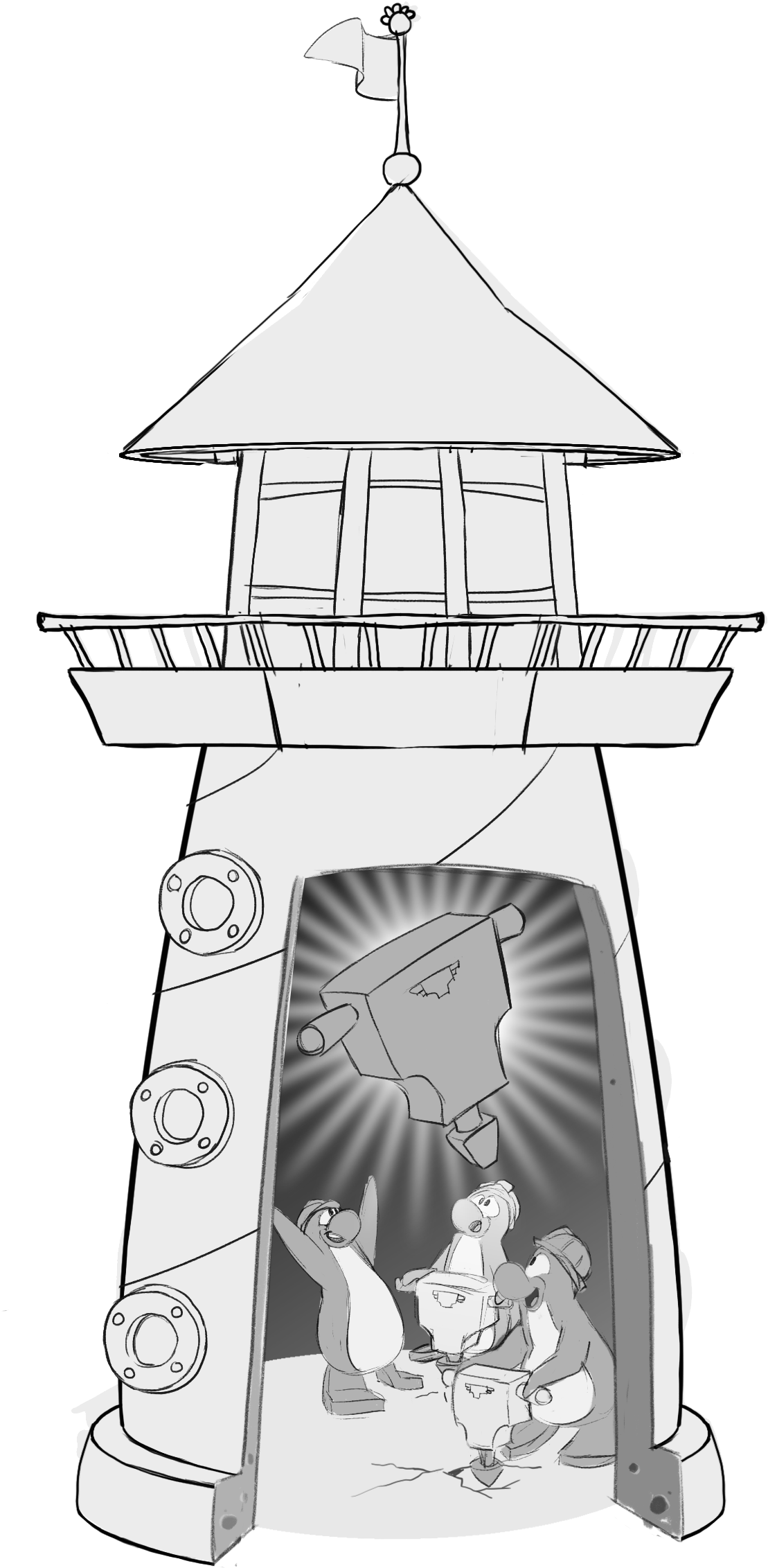 Lighthouse Fornewsfeed Jackhammer - Cartoon Clipart (1109x2263), Png Download