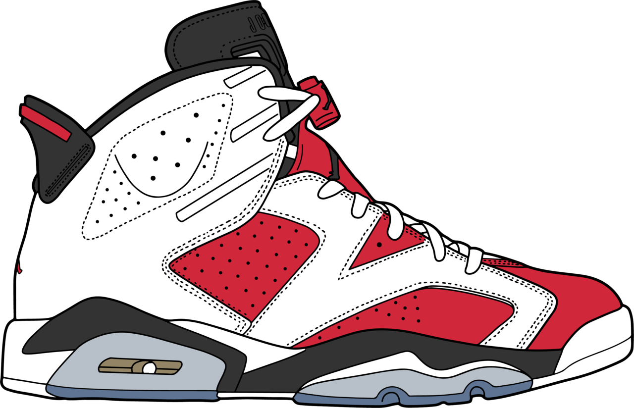 Air Jordan 6 “carmines” - Air Jordan 6 Carmine Art Clipart (1280x824), Png Download