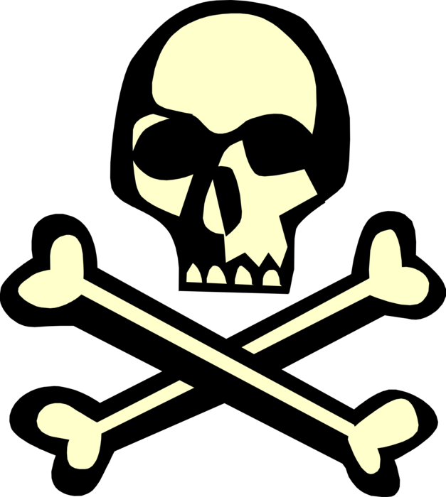 Vector Illustration Of Skull And Crossbones Identify Clipart (627x700), Png Download