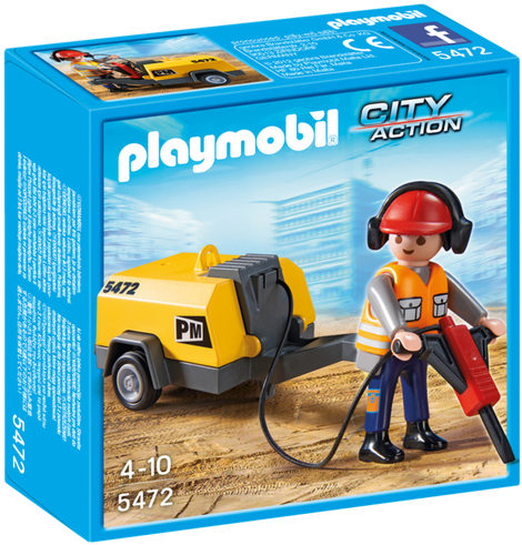 Construction Worker With Jack Hammer - Playmobil 5472 Clipart (700x490), Png Download