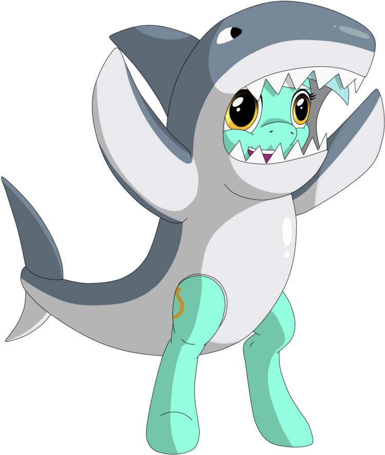 Redquoz, Bipedal, Clothes, Costume, Left Shark, Lyra - Shark Cartoon In Clothes Clipart (750x885), Png Download