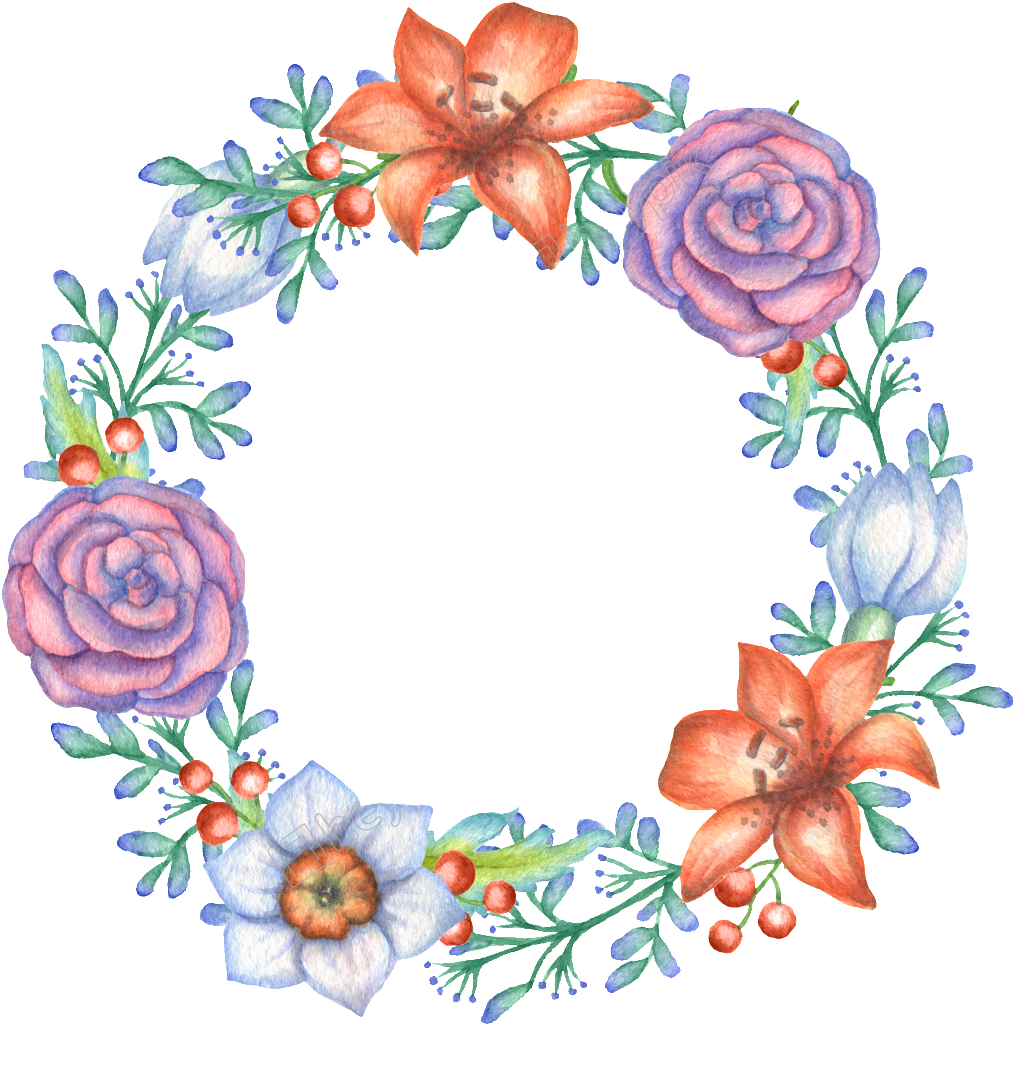 Vector Freeuse Download Hand Painted Flowers And Decoration - Garland Clipart (1024x1082), Png Download