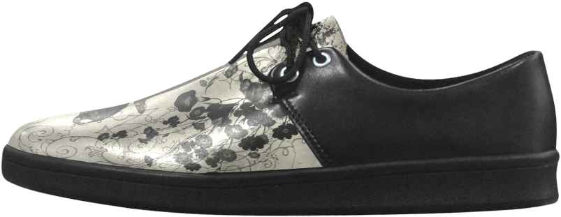 Crow With Flowers On Vintage Background Brogue Lace - Skate Shoe Clipart (1000x1000), Png Download