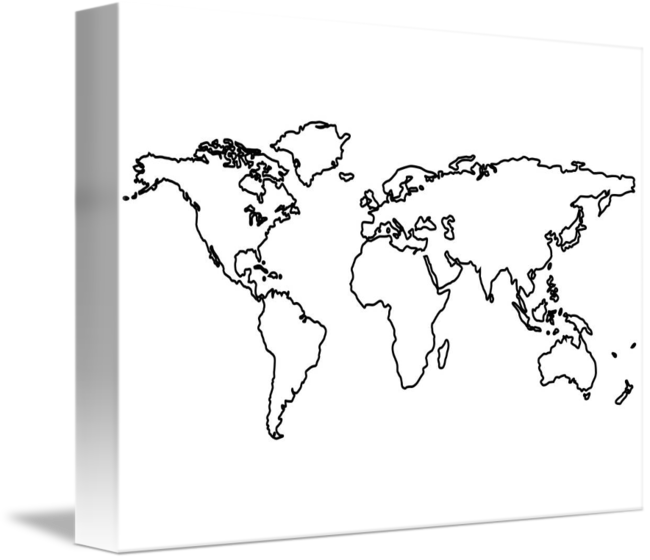 Black World Map Outlines Isolated On White By Laschon - Basic World Map Tattoo Clipart (650x560), Png Download