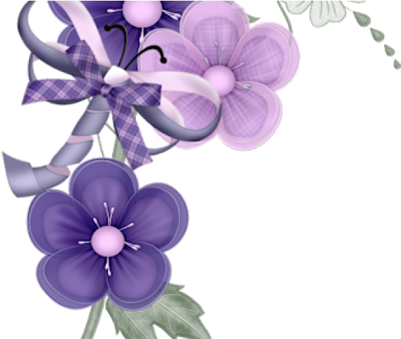 Purple Flowers Corner Clipart (640x480), Png Download