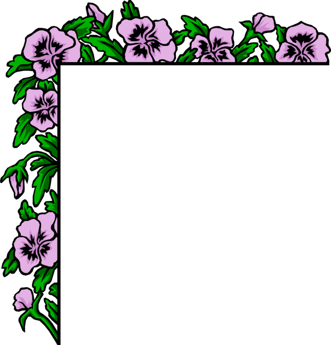 Vector Illustration Of Purple Flowers Border - Poem On Mother In English Clipart (672x700), Png Download