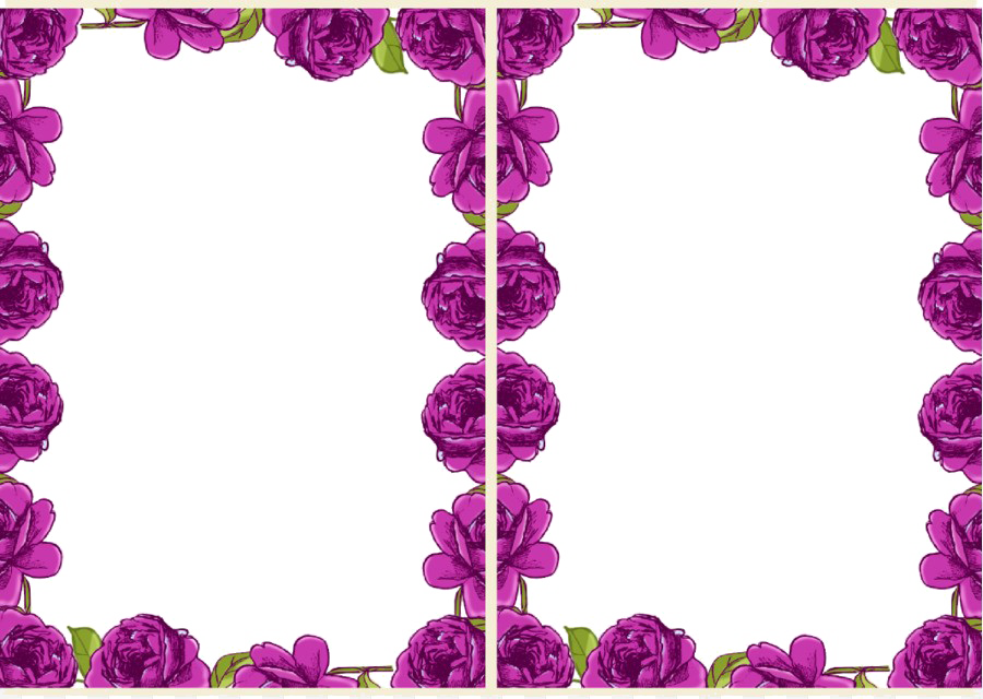 Violet Floral Border Transparent Background Png - Border Flower Frame Design Clipart (900x640), Png Download