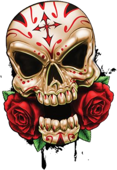 #skulls #skull #roses - Sugar Skull On Fire Tattoo Clipart (506x604), Png Download