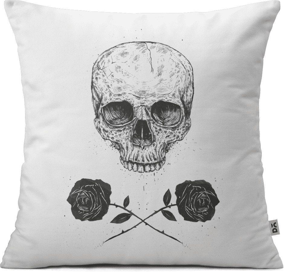 Dailyobjects Skull N Roses 18" Cushion Cover Two Sided - Skull Black Rose Art Clipart (940x900), Png Download