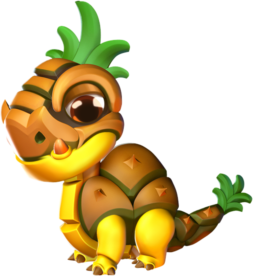 Pineapple Dragon Baby - Dragon Mania Legends Pineapple Dragon Clipart (1068x1166), Png Download