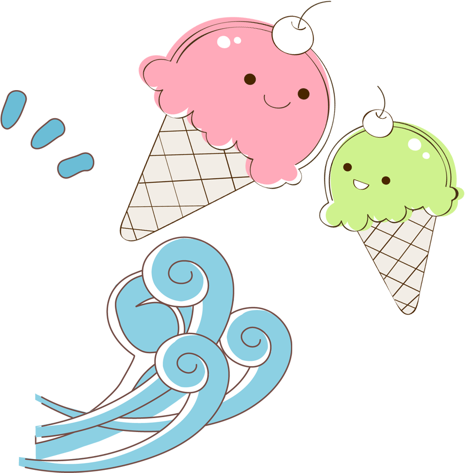 卡通冰淇淋与海浪- Gelato Clipart (907x924), Png Download