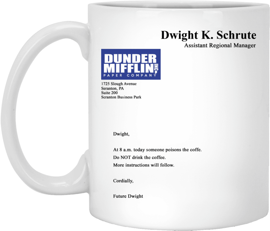 Dunder Mifflin Paper Company Mug - Mug Clipart (1137x973), Png Download