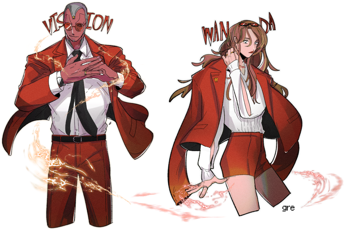 Scarlet Vision Wanda Maximoff Vision Fanart Gre2sekiya Clipart (1244x800), Png Download