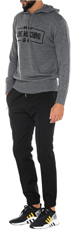 Love Moschinoknit Logo Grey // Knitted Sweater With - Hoodie Clipart (618x794), Png Download