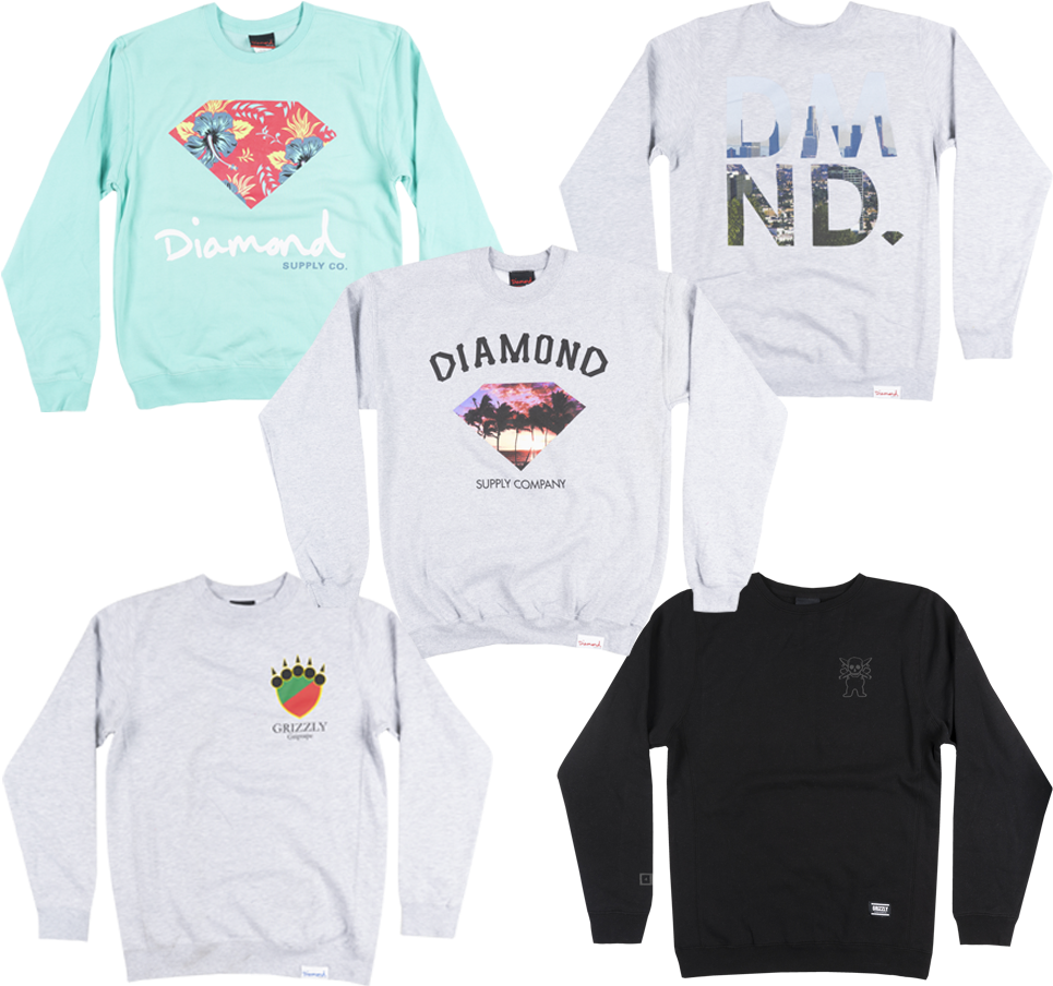 Dmnd Crewnecks Assorted - Long-sleeved T-shirt Clipart (1000x1000), Png Download