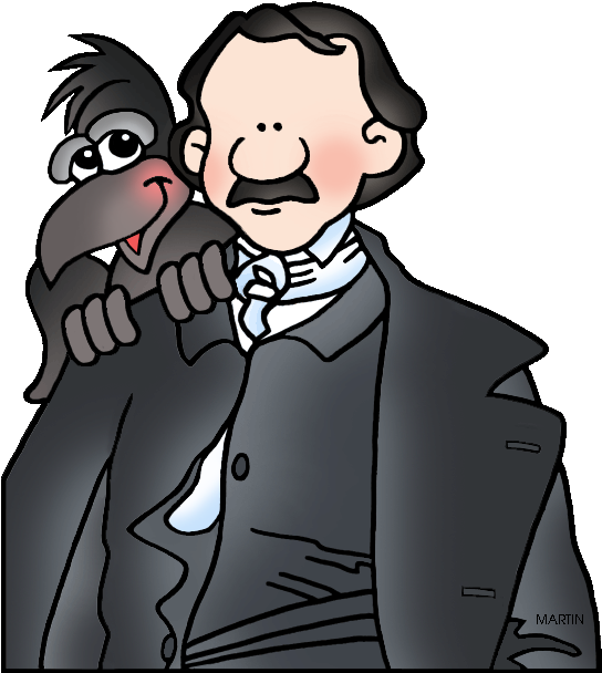 Raven Clipart Clip Art - Edgar Allan Poe Clipart - Png Download (583x648), Png Download