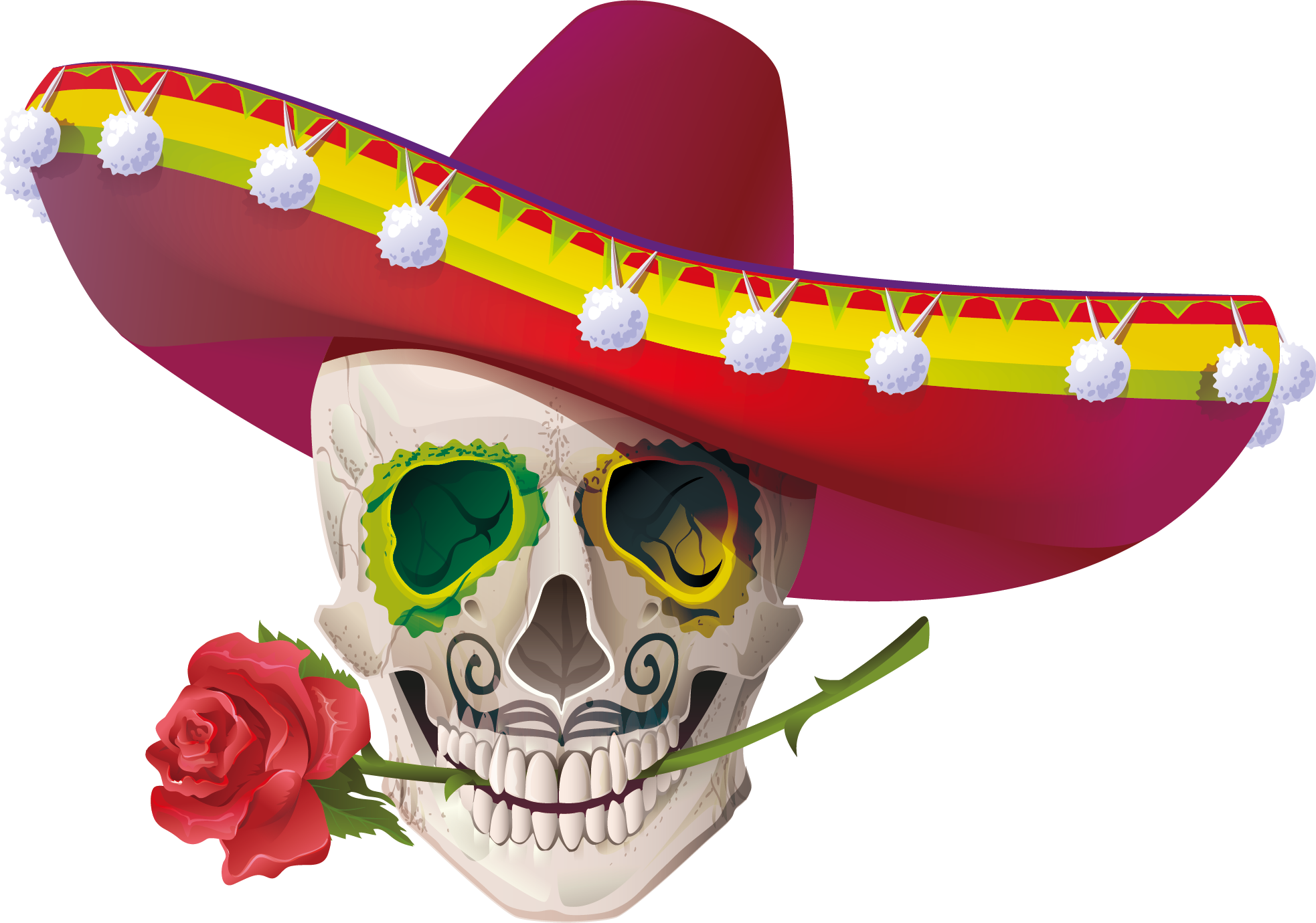 Cuisine Mexican Skull Calavera Mayo De Cinco Clipart - Cinco De Mayo Sombrero Clipart - Png Download (1966x1380), Png Download