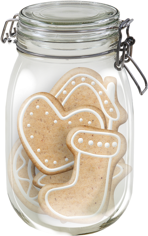 Christmas Mason Jar Of Gingerbread Cookies * - Gingerbread Clipart (677x1024), Png Download