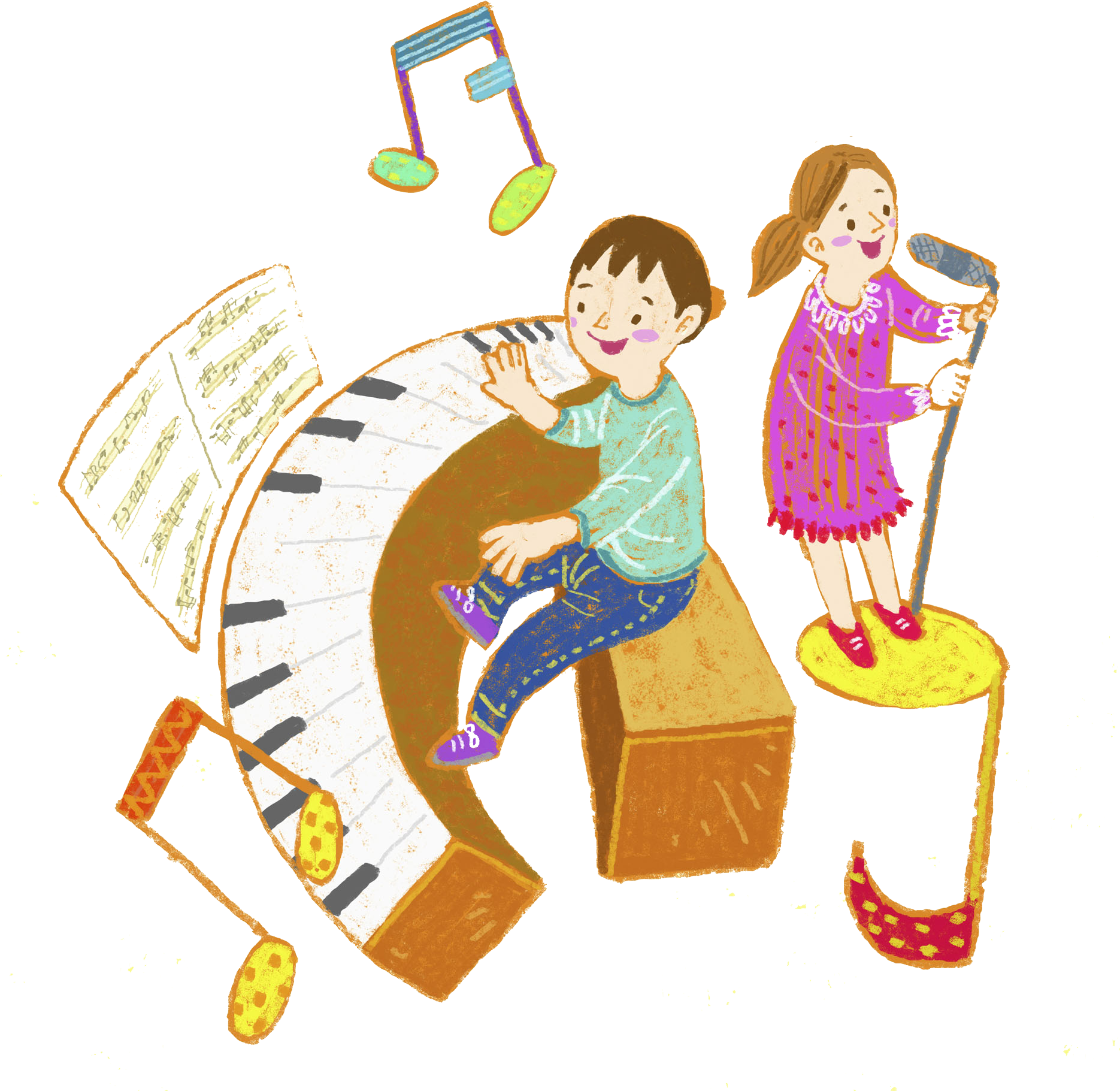Drawing Bath Kids - Kid Drawing Music Clipart (1870x1821), Png Download