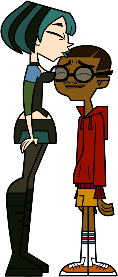 Gwen Kissing Cameron By Terrance Hearts Art - Total Drama Gwen X Cameron Clipart (486x1133), Png Download