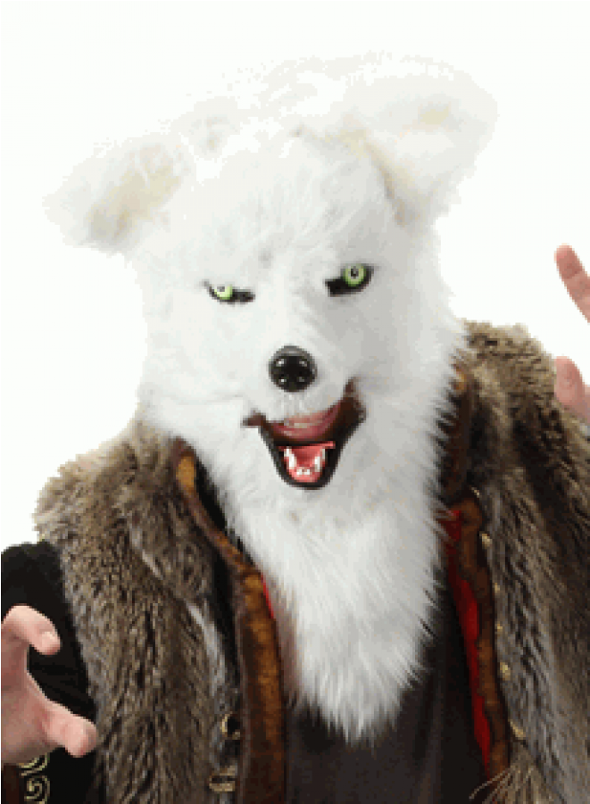 Furry White Fox Mouth Mover Mask At Scifi Collector, - Dog Mouth Mover Mask Clipart (900x900), Png Download
