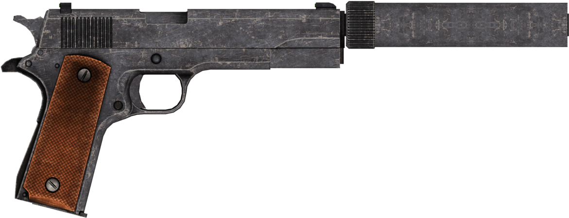 45 Ap Silencer - Fallout New Vegas 45 Auto Pistol Clipart (1200x577), Png Download