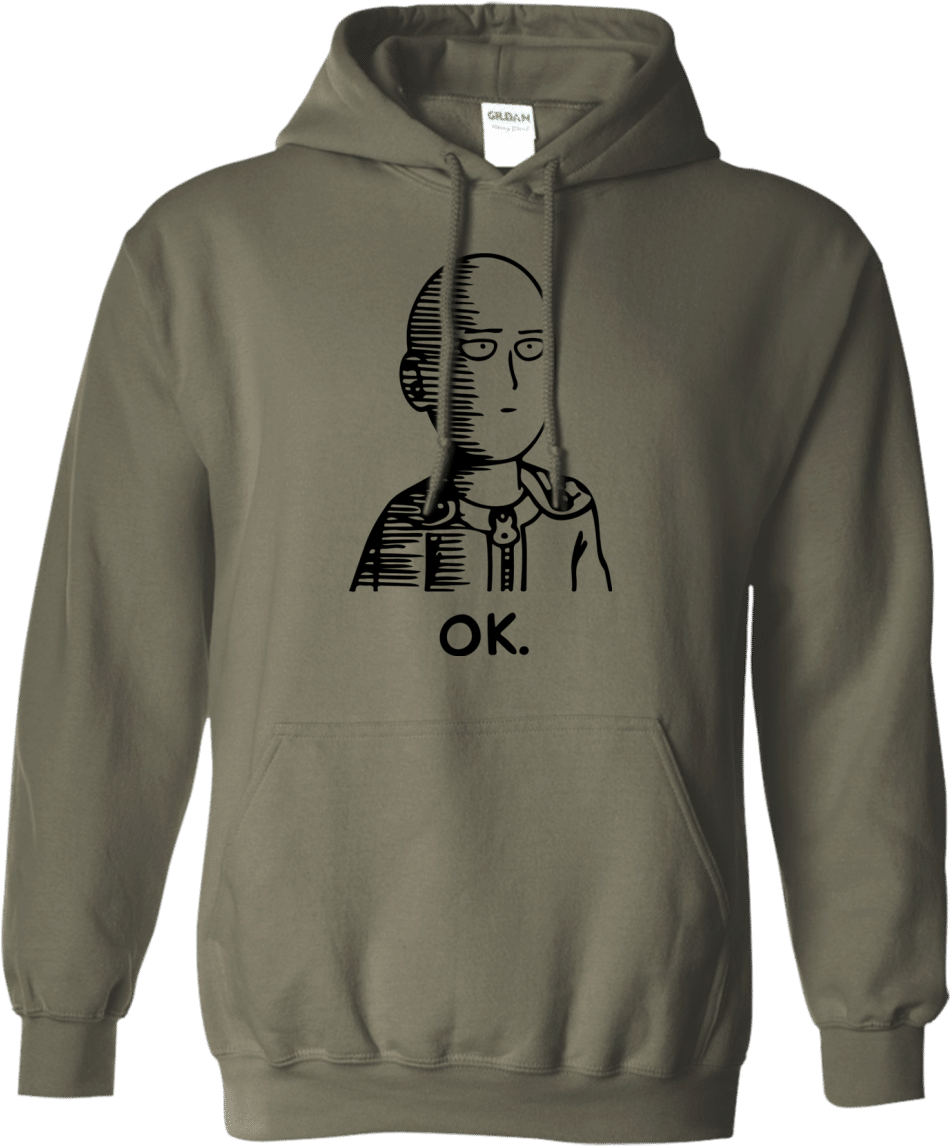One Punch Man Saitama Ok Hoodie Sweatshirt - Sweatshirt Clipart (1155x1155), Png Download