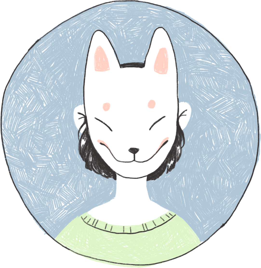 Girl With A Kitsune Mask Clipart (1083x1114), Png Download