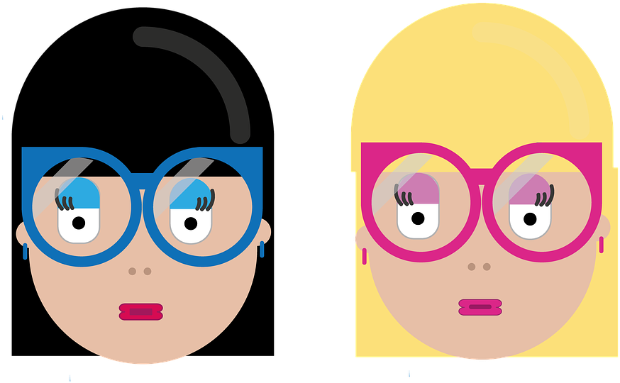 Face Woman Girl Glasses Icon Flat Lips Human - Cartoon Clipart (960x678), Png Download