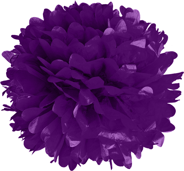 Purple Tissue Pom Poms - Purple Flower Pom Pom Png Clipart (597x554), Png Download