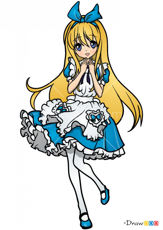 Drawing Movie Alice In Wonderland - Alice In Wonderland Alice Drawing Anime Clipart (665x934), Png Download