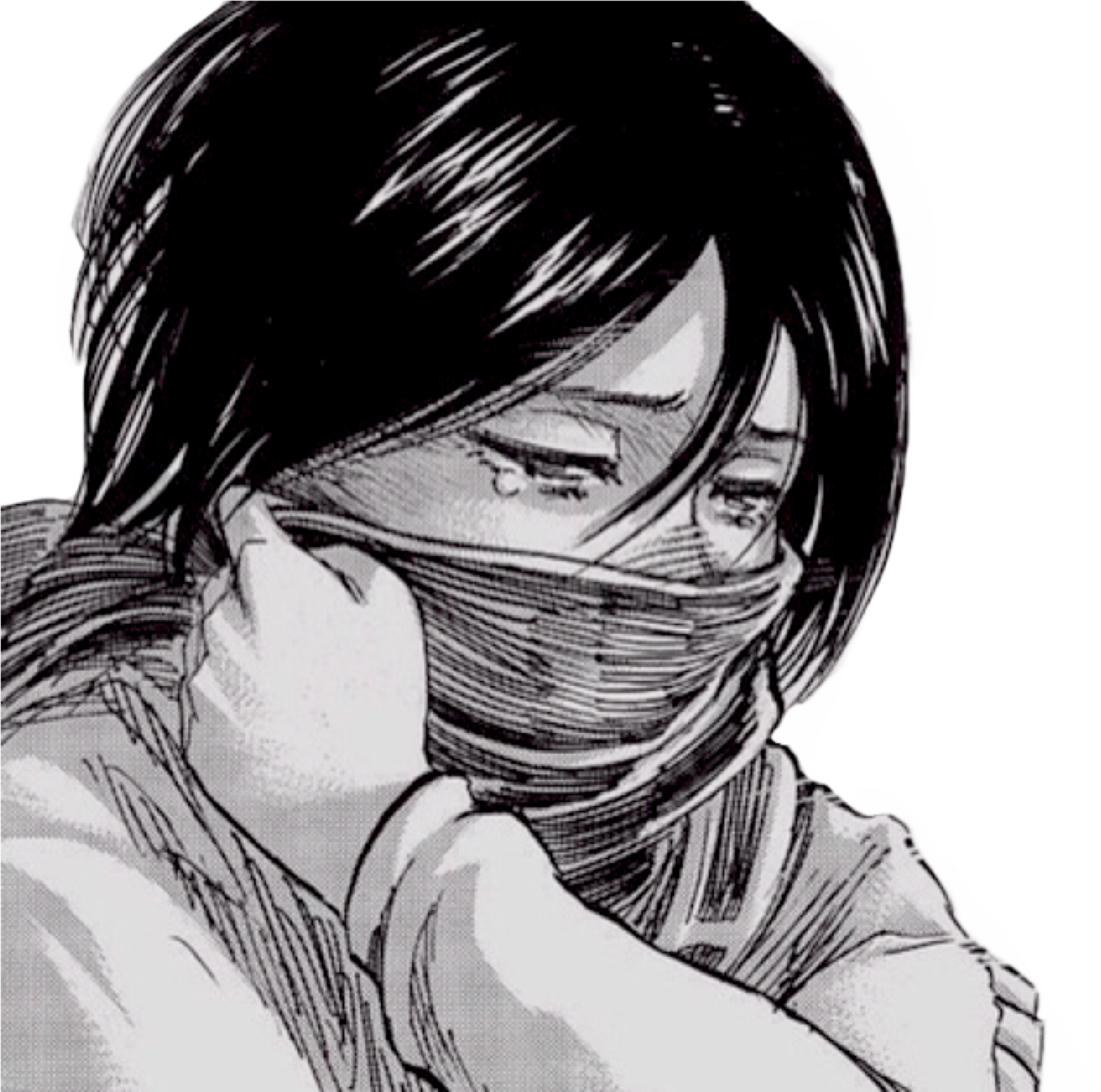 Sticker Risitas Snk Mikasa Ackerman Triste Pleure Eren - Mikasa Manga Clipart (3508x2632), Png Download