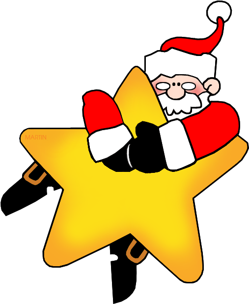 Santa On A Star - Christmas Star With Santa Hat Clipart (507x619), Png Download