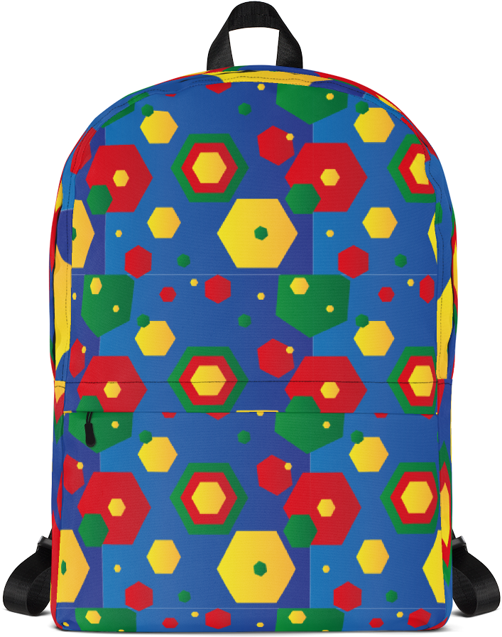 Geometric Pattern Blue And Colored Backpack - Garment Bag Clipart (1000x1000), Png Download