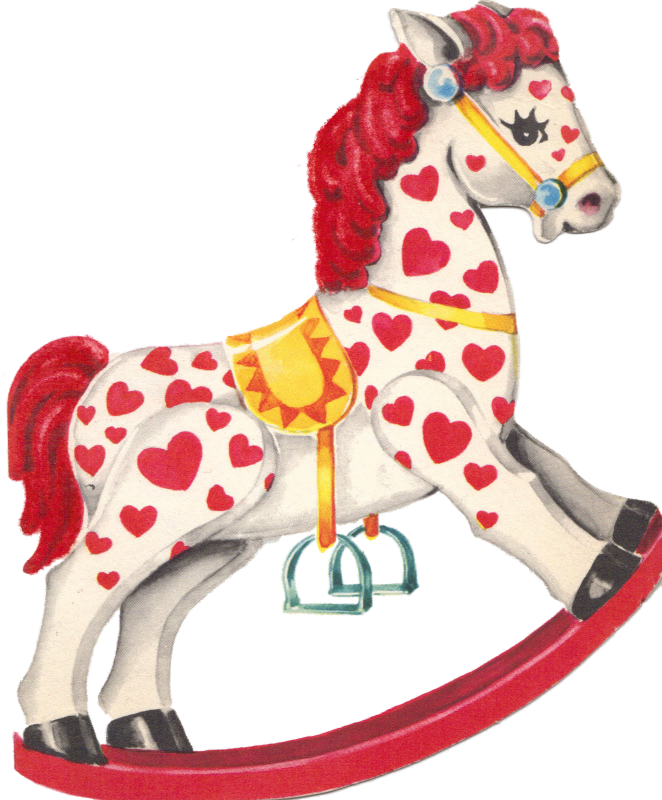 Vintage Valentine Rocking Horse My Sweet - Toy Rocking Horse Clipart - Png Download (662x800), Png Download