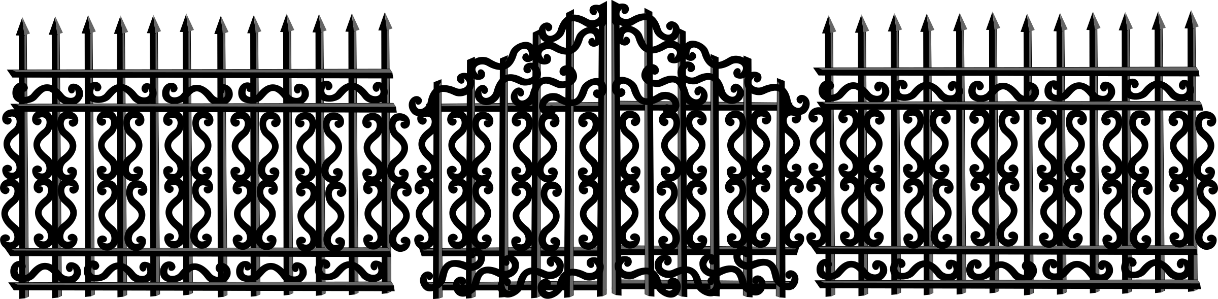 Iron Fence Clipart - Iron Fence Transparent - Png Download (2400x589), Png Download