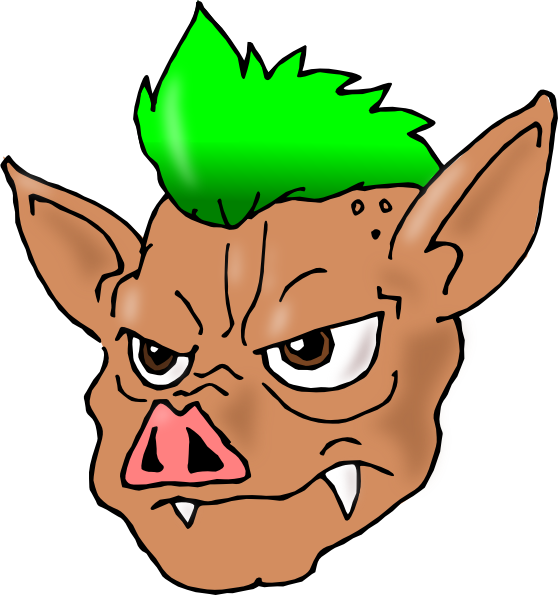 Pig Png - Pig With Hair Cartoon Clipart (558x595), Png Download