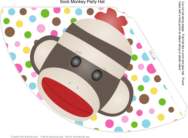 Sock Monkey Party Hat Clipart (793x582), Png Download
