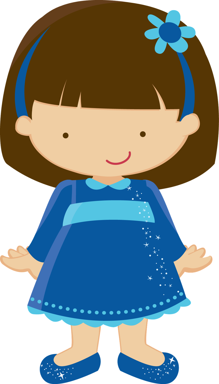 Postcard Clipart Preschool - Muñeca Vestida De Azul Animada - Png Download (900x1575), Png Download