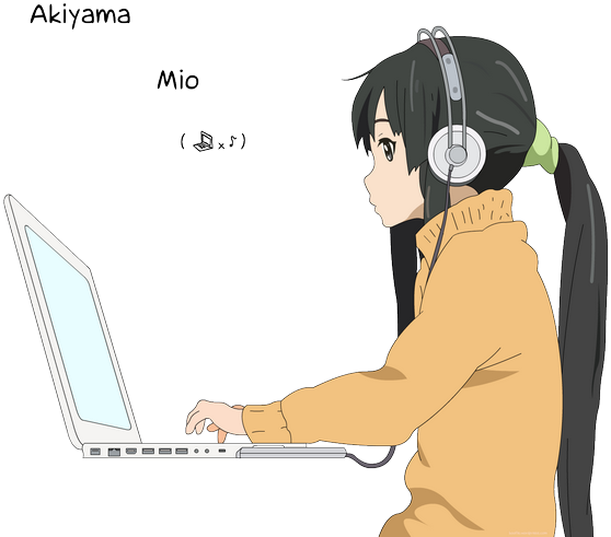 #akiyama Mio, #anime Girls, #k-on , #anime, #headphones, - Mio K On Computer Clipart (700x525), Png Download