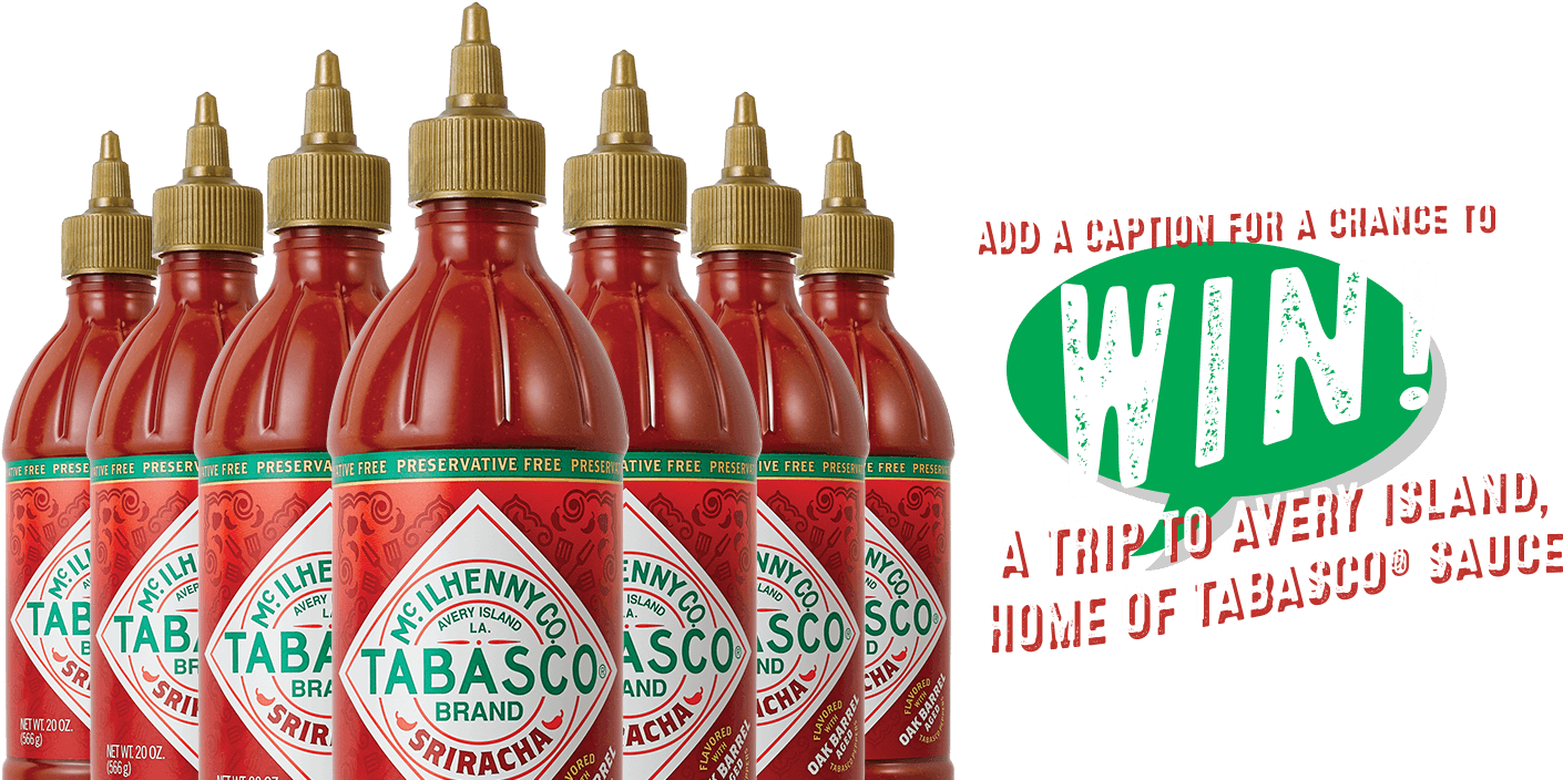 Win 1 Of 500 Free Bottles Of Tabasco Sriracha Sauce - Plastic Bottle Clipart (1975x703), Png Download