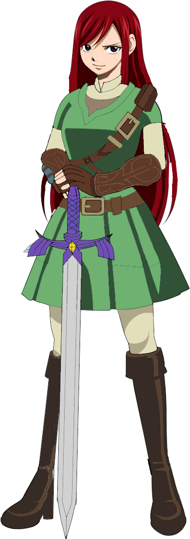 Erza In Link Cosplay - Fairy Tail Erza Scarlet Clipart (520x1094), Png Download